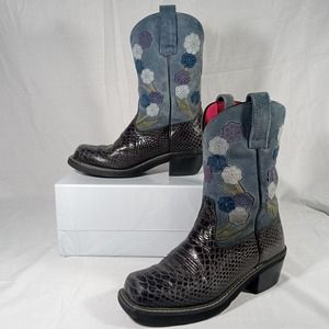 Ariat Women's Circuit Western Cowgirl Boots Sz 8.5B Leather Snake Skin Floral